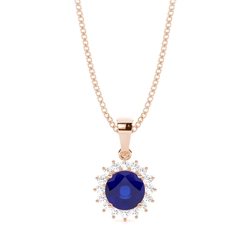 4 Prong Setting Round Blue Sapphire Pendent