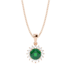 4 Prong Setting Round Emerald Pendent