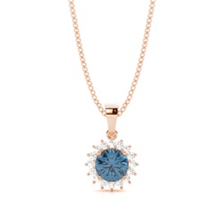 4 Prong Setting Round Blue Topaz Pendent