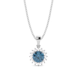 Pendentif topaze bleue ronde sertie à 4 griffes