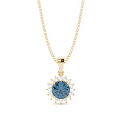 4 Prong Setting Round Blue Topaz Pendent