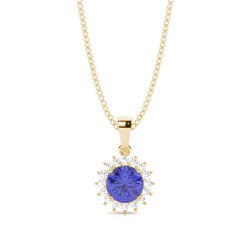 4 Prong Setting Round Tanzanite Pendent