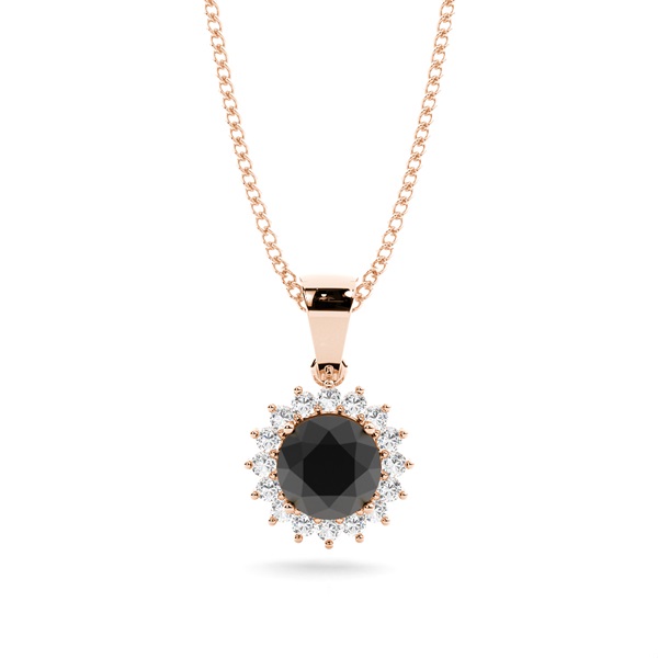 4 Prong Setting Round Black Diamond Pendent
