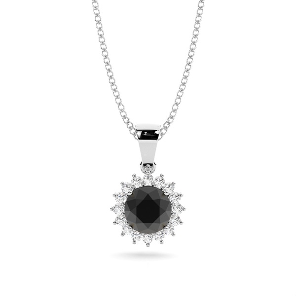 4 Prong Setting Round Black Diamond Pendent
