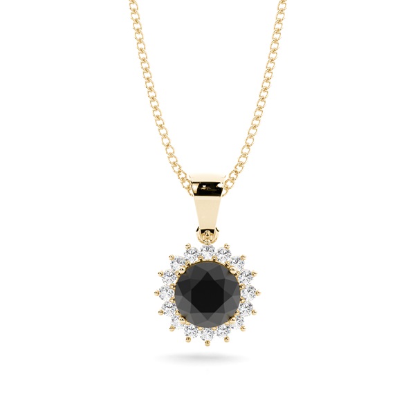 4 Prong Setting Round Black Diamond Pendent
