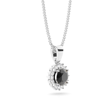4 Prong-Einstellung Runde schwarze Diamant-Pendent