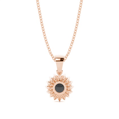 4 Prong-Einstellung Runde schwarze Diamant-Pendent