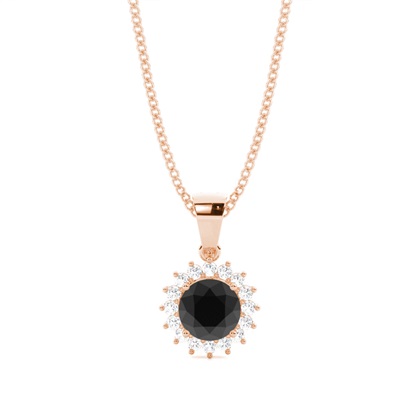 4 Prong Setting Round Black Diamond Pendent