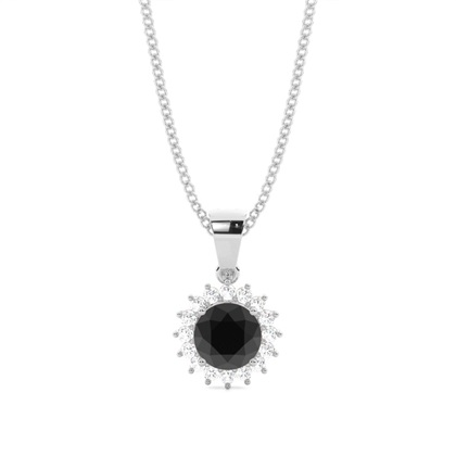 4 Prong Setting Round Black Diamond Pendent