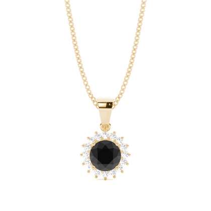 4 Prong Setting Round Black Diamond Pendent