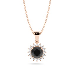 4 Prong Setting Round Black Diamond Pendent