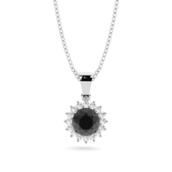 4 Prong Setting Round Black Diamond Pendent