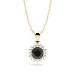 4 Prong Setting Round Black Diamond Pendent