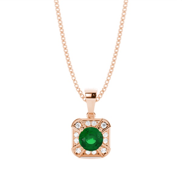 Prong Setting Emerald Halo Pendent