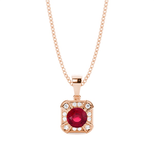 Prong Setting Ruby Halo Pendent