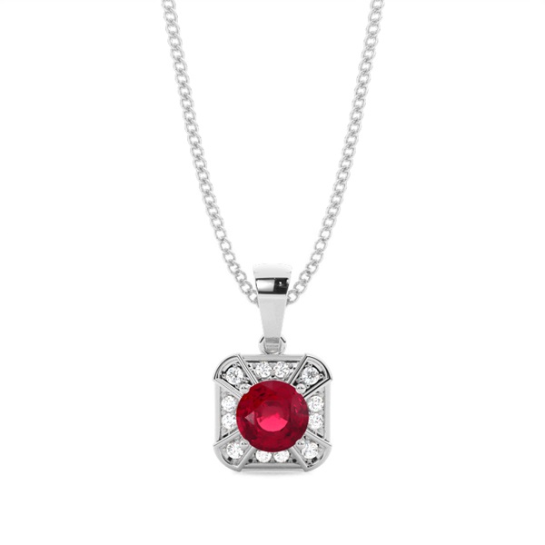 Prong Setting Ruby Halo Pendent
