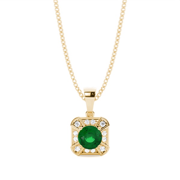 Prong Setting Emerald Halo Pendent