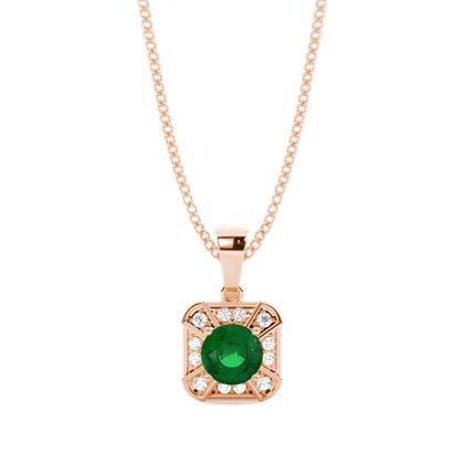 Prong Setting Emerald Halo Pendent