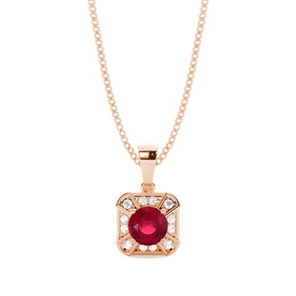 Prong Setting Ruby Halo Pendent