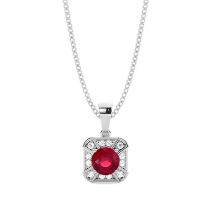 Prong Setting Ruby Halo Pendent