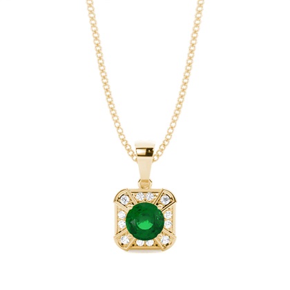 Prong Setting Emerald Halo Pendent