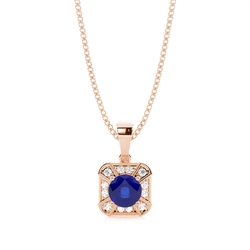 Prong Setting Round Blue Sapphire Halo Pendent