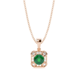 Prong Setting Emerald Halo Pendent