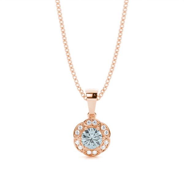 Prong Setting Round Aquamarine Halo Pendent