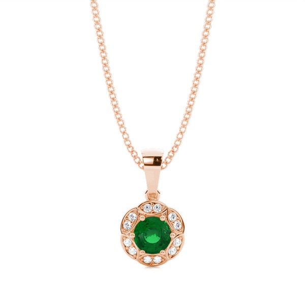 Prong Setting Emerald Halo Pendent
