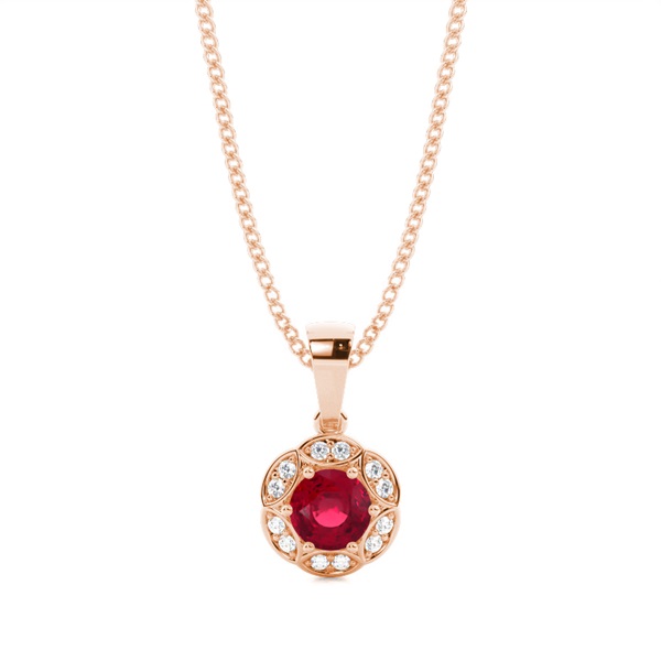 Prong Setting Ruby Halo Pendent