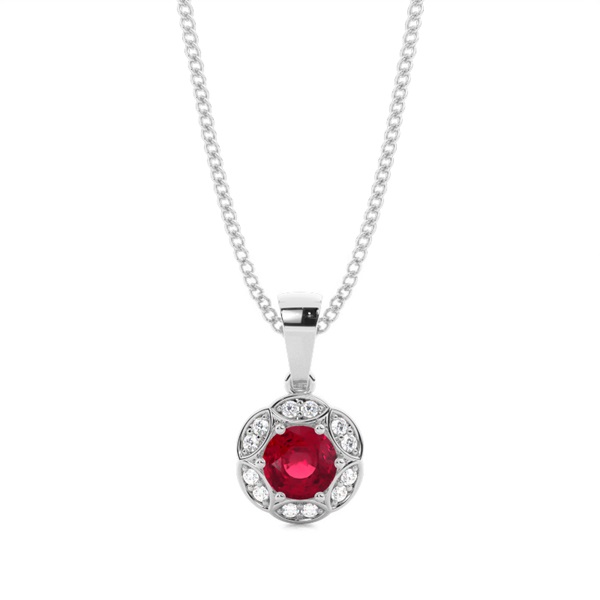Prong Setting Ruby Halo Pendent
