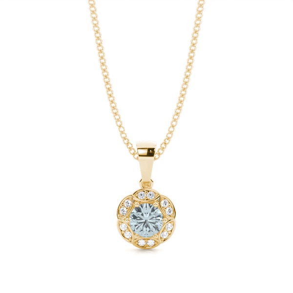 Prong Setting Round Aquamarine Halo Pendent