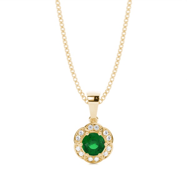 Prong Setting Emerald Halo Pendent