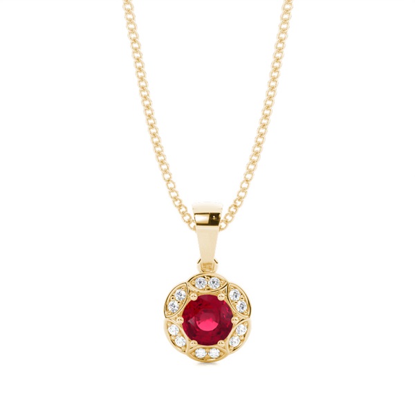 Prong Setting Ruby Halo Pendent
