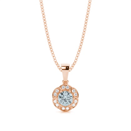 Prong Setting Round Aquamarine Halo Pendent