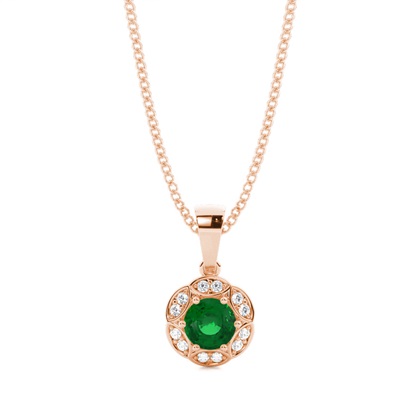 Prong Setting Emerald Halo Pendent