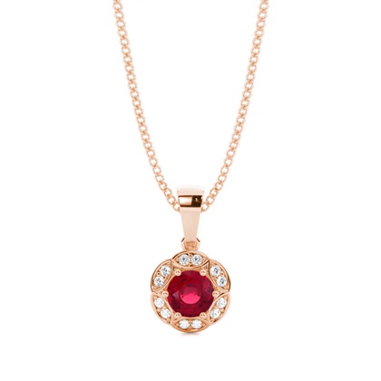 Prong Setting Ruby Halo Pendent
