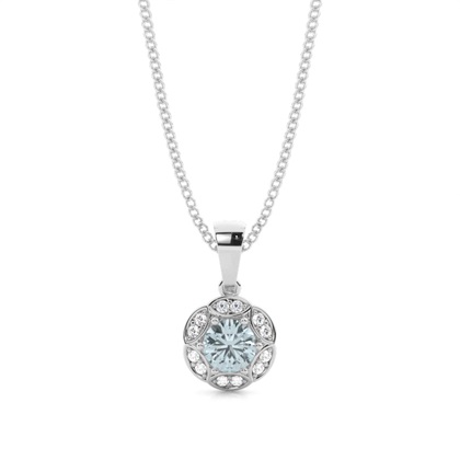 Prong Setting Round Aquamarine Halo Pendent