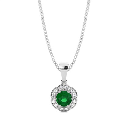 Prong Setting Emerald Halo Pendent
