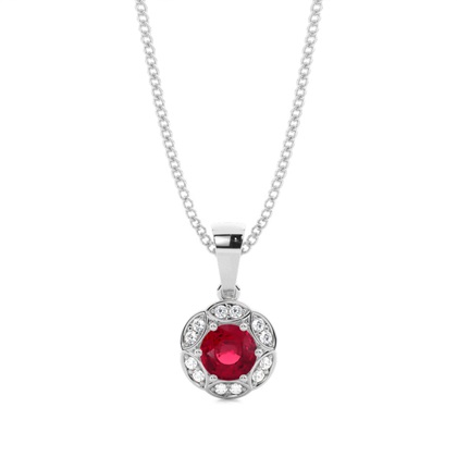 Prong Setting Ruby Halo Pendent