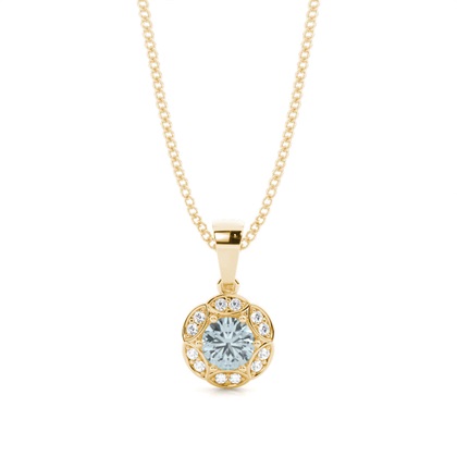Prong Setting Round Aquamarine Halo Pendent