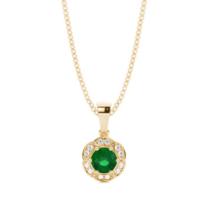Prong Setting Emerald Halo Pendent