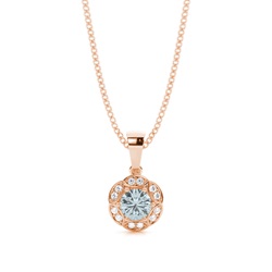 Prong Setting Round Aquamarine Halo Pendent