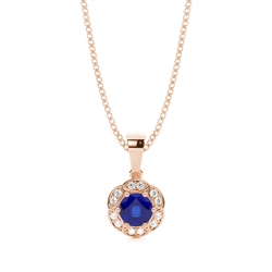 Prong Setting Round Blue Sapphire Halo Pendent