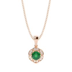 Prong Setting Emerald Halo Pendent