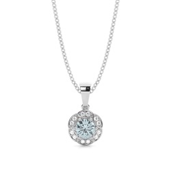 Prong Setting Round Aquamarine Halo Pendent