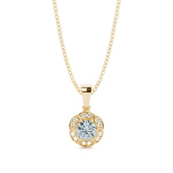 Prong Setting Round Aquamarine Halo Pendent