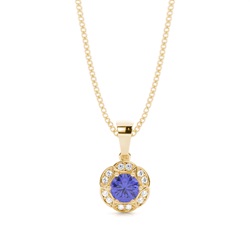 Prong Setting Round Tanzanite Halo Pendent