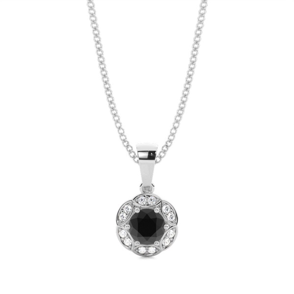 Prong Setting Black Diamond Halo Pendent