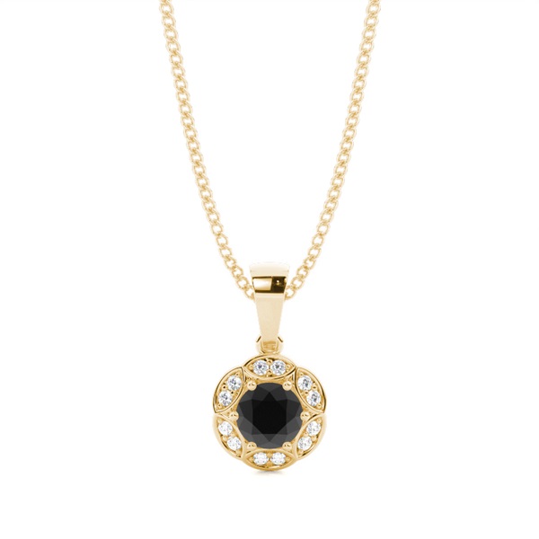 Prong Setting Black Diamond Halo Pendent